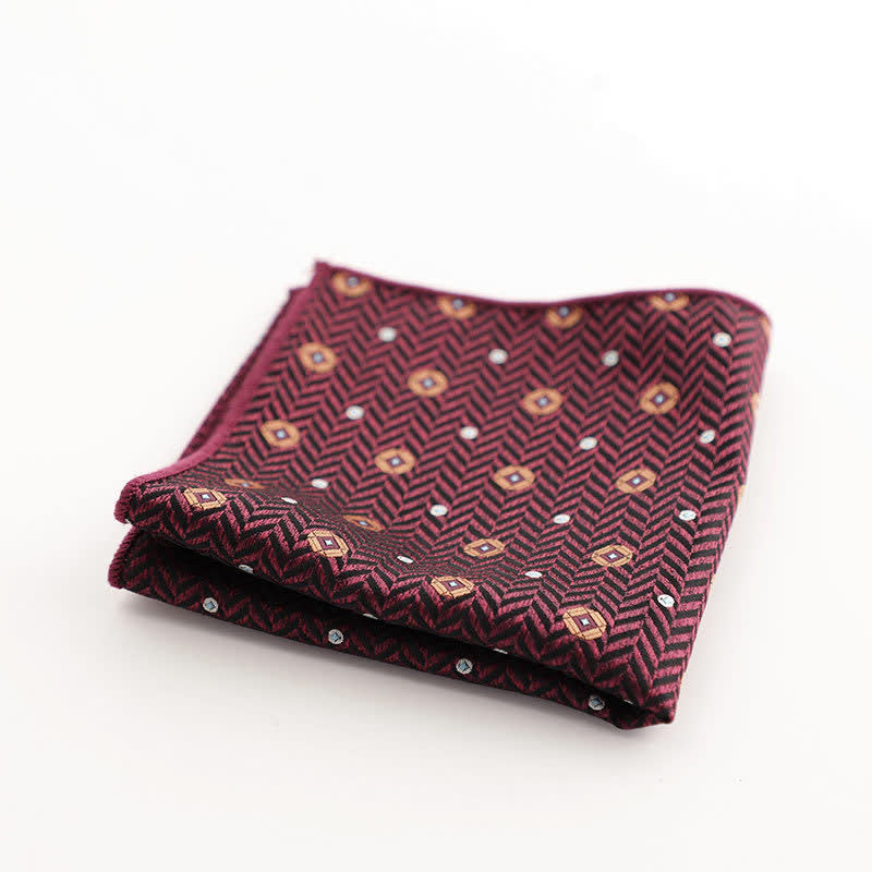 Pochette de costume à rayures géométriques pour homme de la série Bordeaux