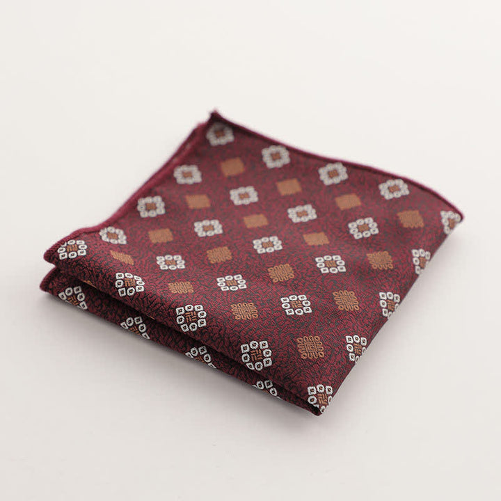 Pochette de costume à rayures géométriques pour homme de la série Bordeaux