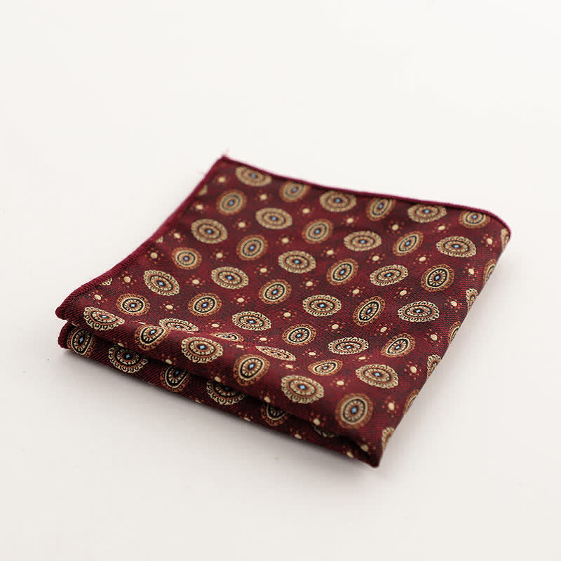 Pochette de costume à rayures géométriques pour homme de la série Bordeaux