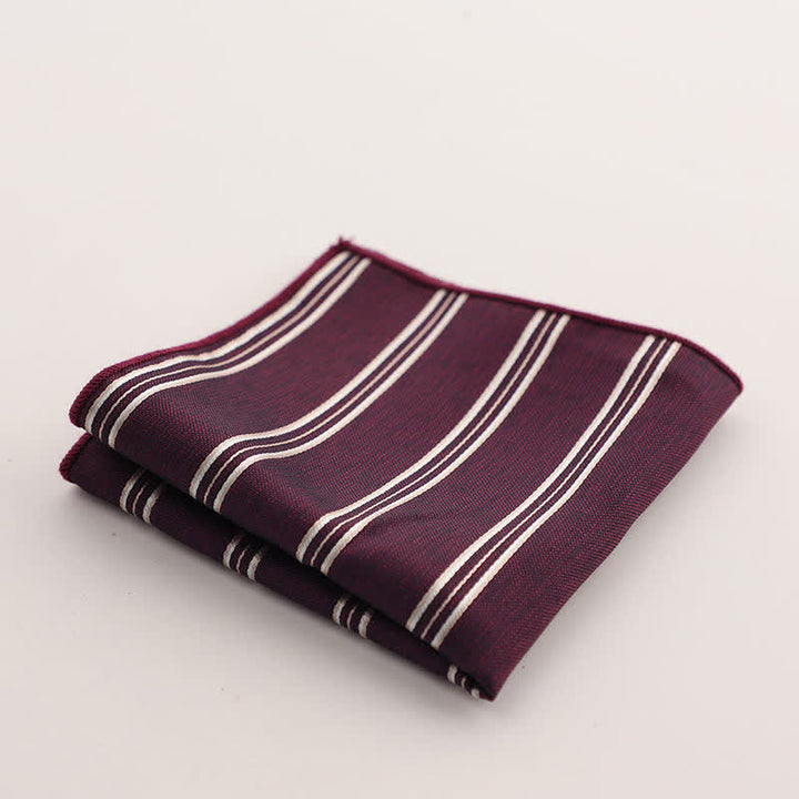 Pochette de costume à rayures géométriques pour homme de la série Bordeaux