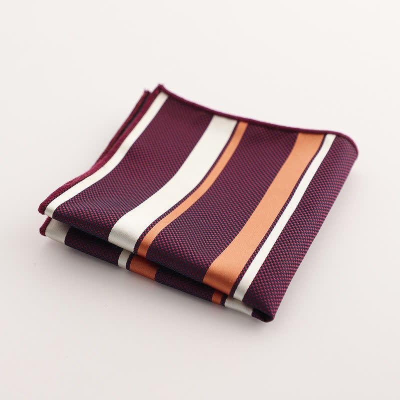 Pochette de costume à rayures géométriques pour homme de la série Bordeaux
