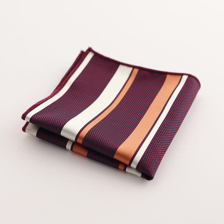 Pochette de costume à rayures géométriques pour homme de la série Bordeaux