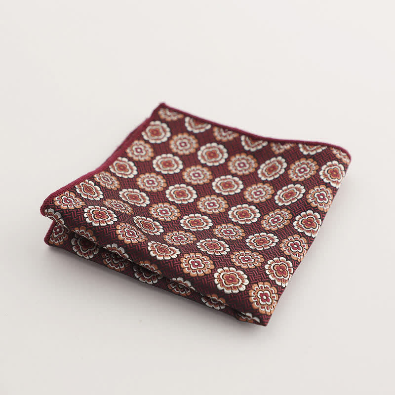 Pochette de costume à rayures géométriques pour homme de la série Bordeaux