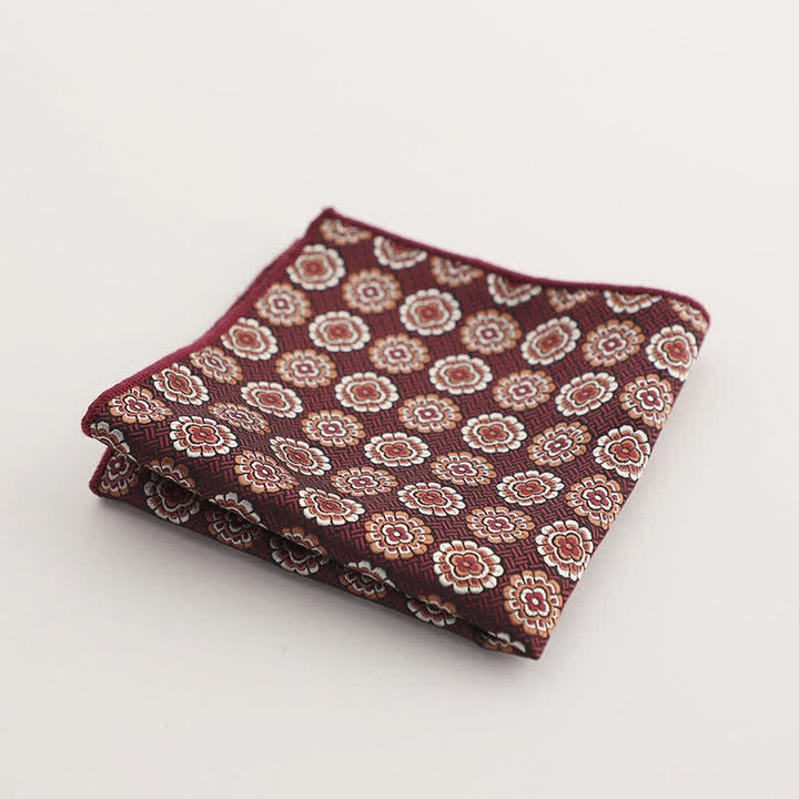 Pochette de costume à rayures géométriques pour homme de la série Bordeaux