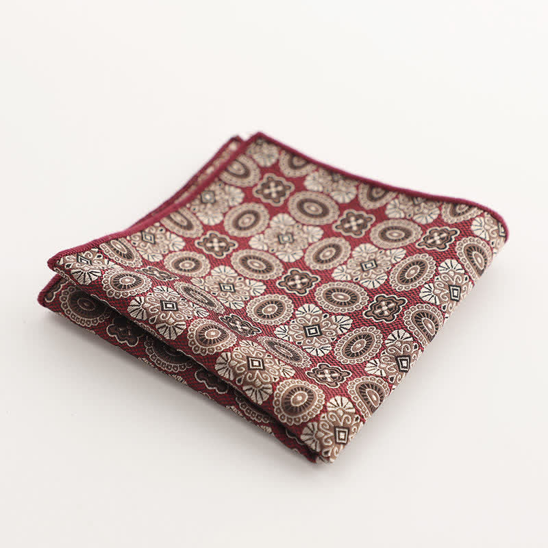 Pochette de costume à rayures géométriques pour homme de la série Bordeaux