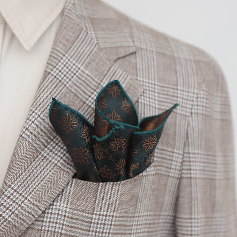 Pochette de costume élégante à motif floral rétro pour homme