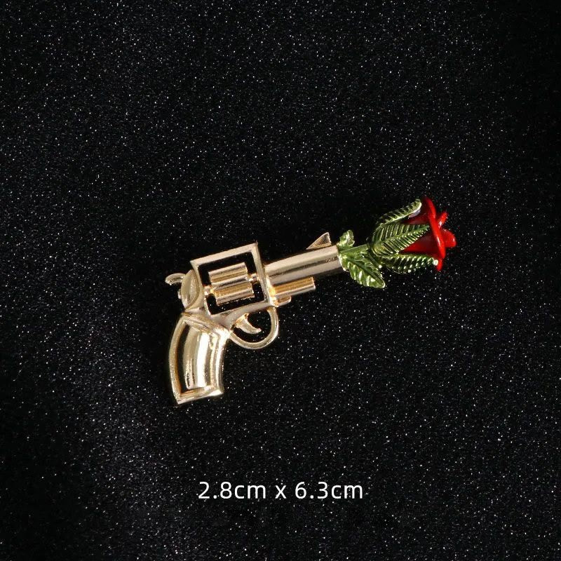 Broche rose pistolet vintage Accessoires de chemise - image 5