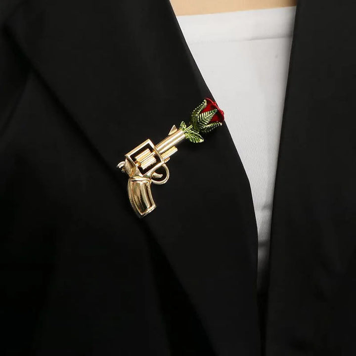 Broche rose pistolet vintage Accessoires de chemise