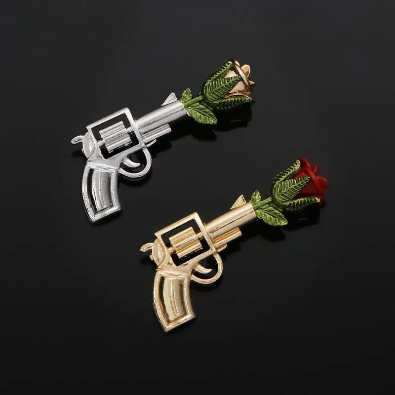 Broche rose pistolet vintage Accessoires de chemise