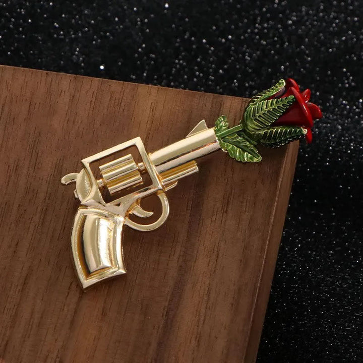 Broche rose pistolet vintage Accessoires de chemise