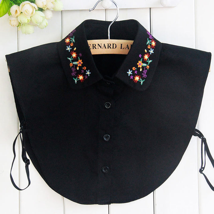 Chemise à revers amovible avec faux col brodé de fleurs