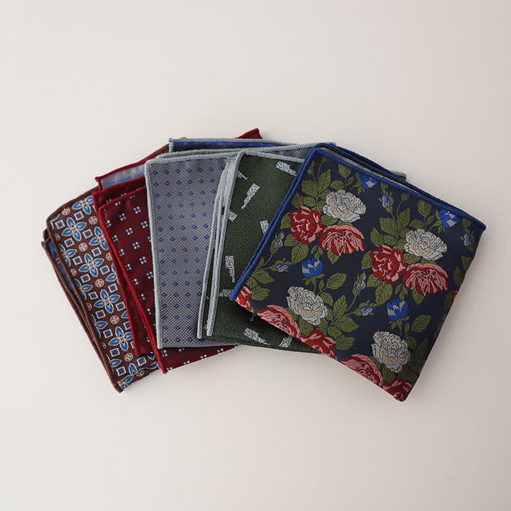Pochette de costume en jacquard à motifs floraux de luxe pour homme