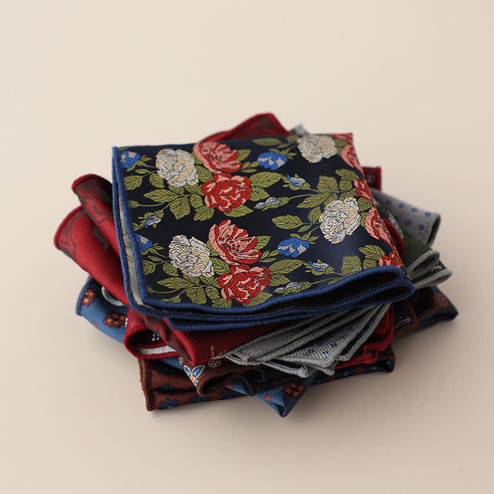 Pochette de costume en jacquard à motifs floraux de luxe pour homme