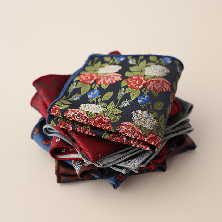 Pochette de costume en jacquard à motifs floraux de luxe pour homme