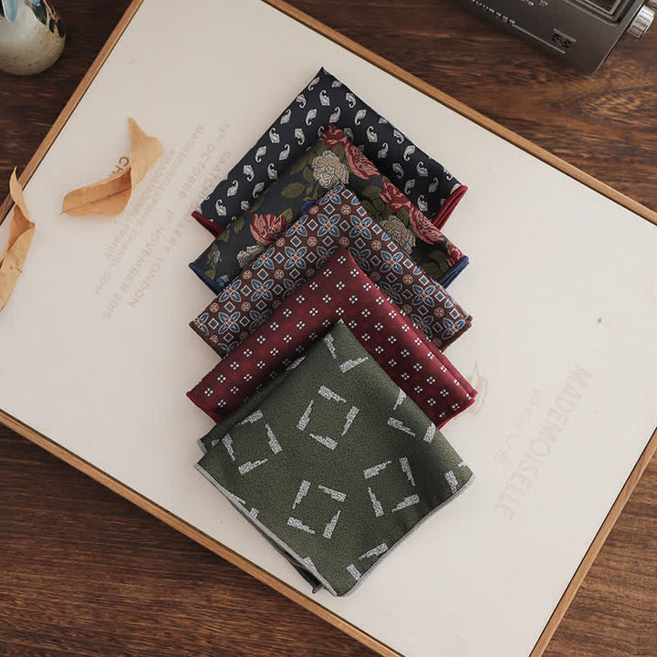 Pochette de costume en jacquard à motifs floraux de luxe pour homme