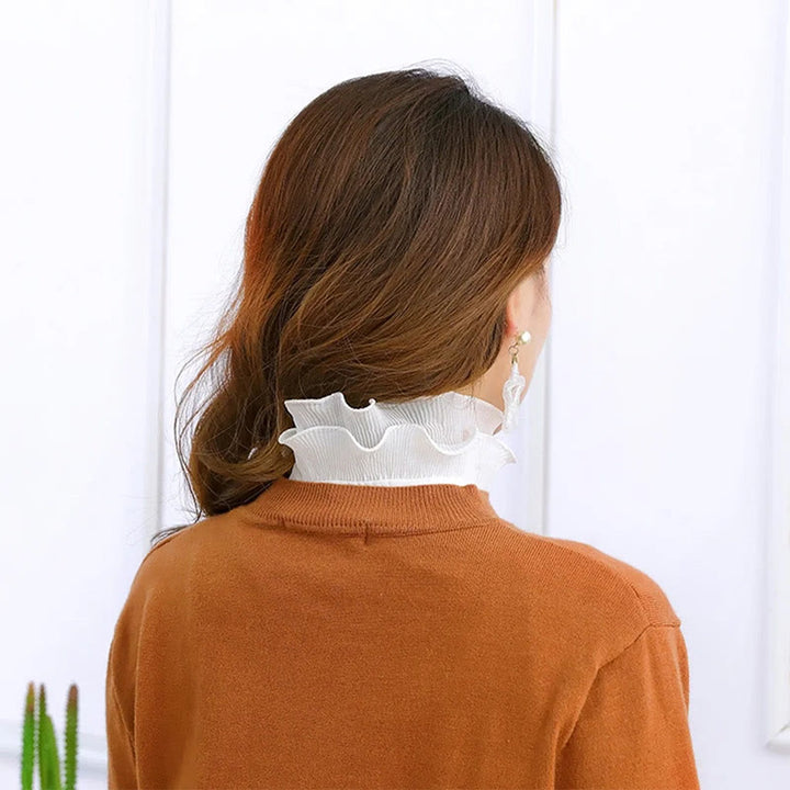 Chemise à revers amovible, faux col montant à volants avec manche