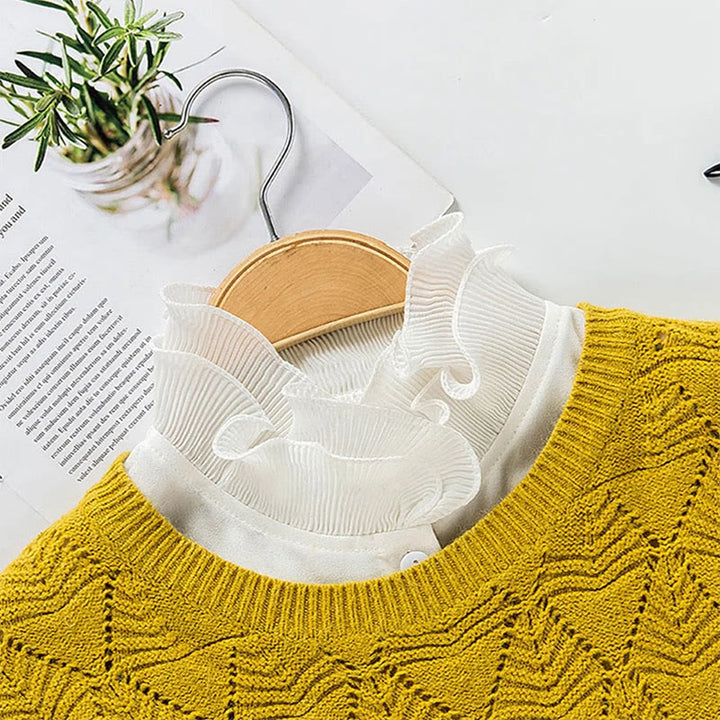 Chemise à revers amovible, faux col montant à volants avec manche