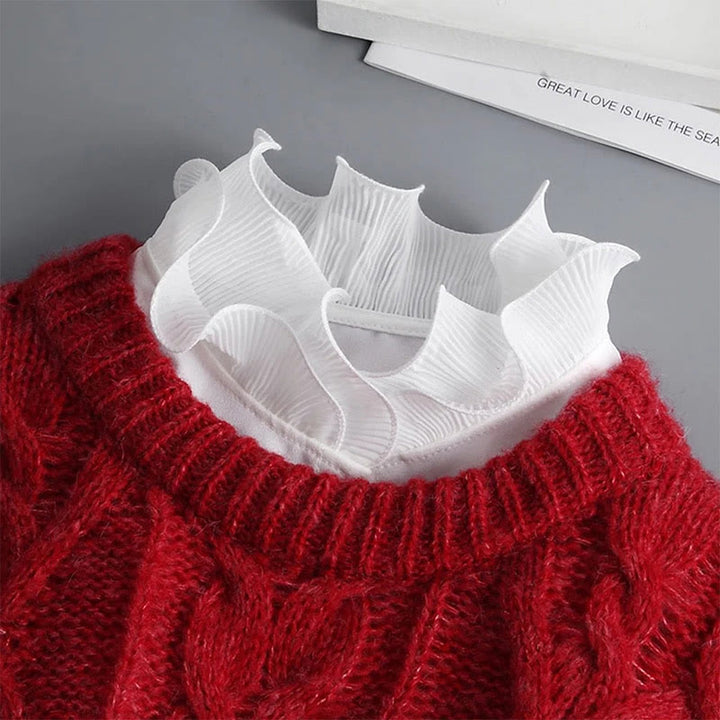 Chemise à revers amovible, faux col montant à volants avec manche