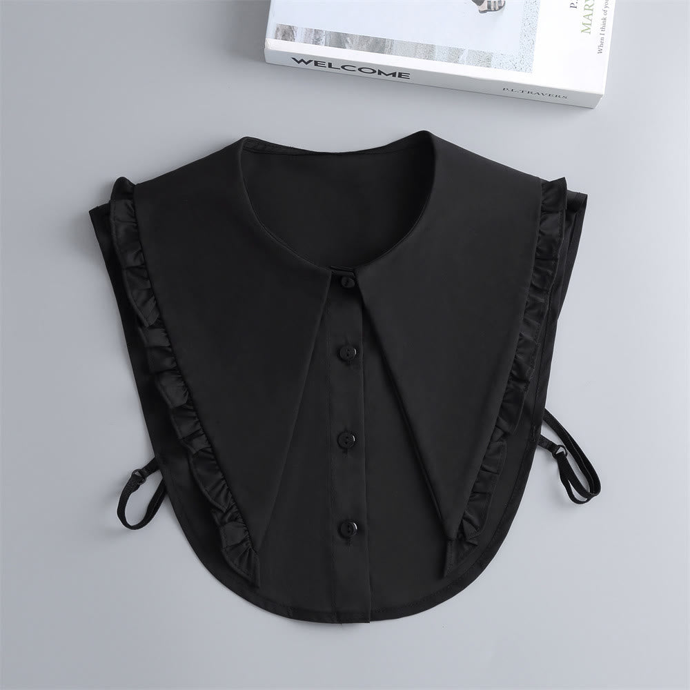 Chemisier demi-chemise amovible à gros revers et faux col