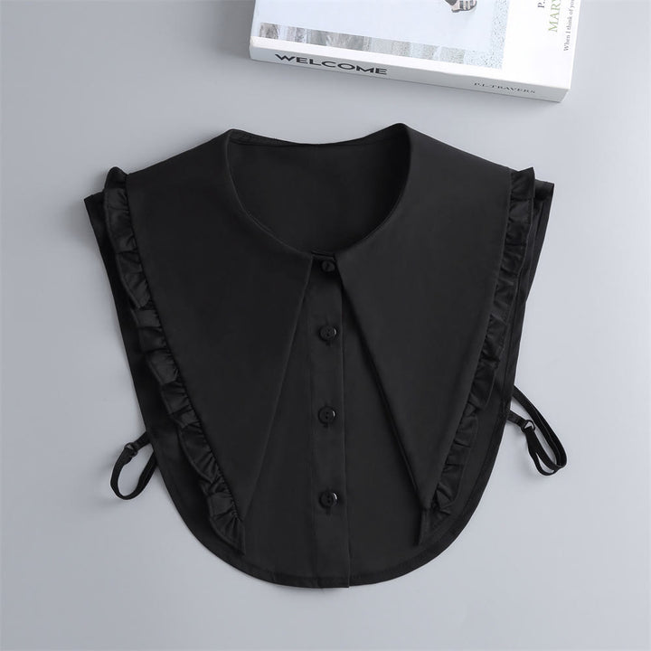 Chemisier demi-chemise amovible à gros revers et faux col