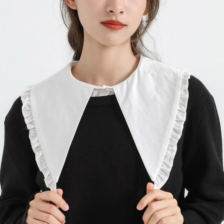 Chemisier demi-chemise amovible à gros revers et faux col