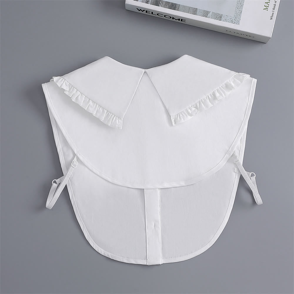Chemisier demi-chemise amovible à gros revers et faux col