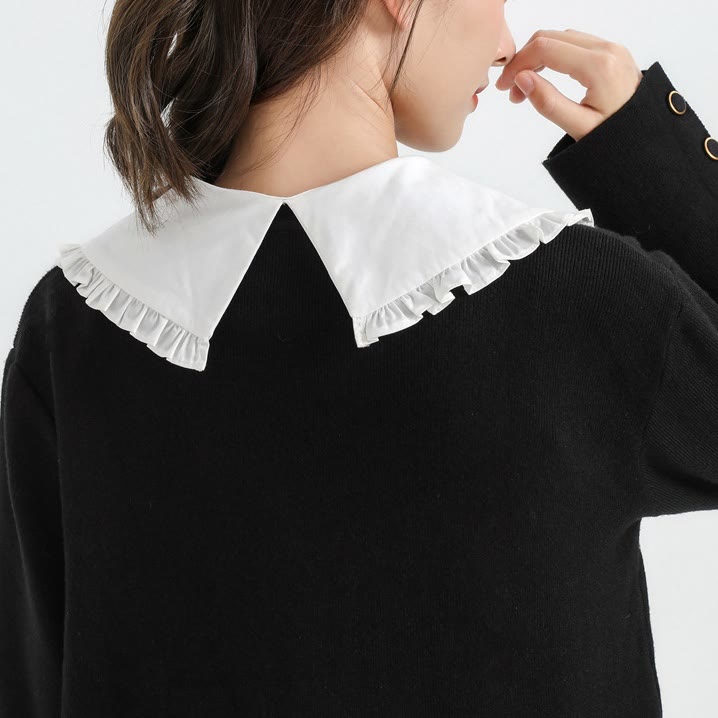 Chemisier demi-chemise amovible à gros revers et faux col