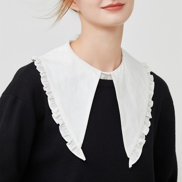 Chemisier demi-chemise amovible à gros revers et faux col