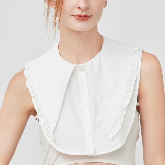 Chemisier demi-chemise amovible à gros revers et faux col