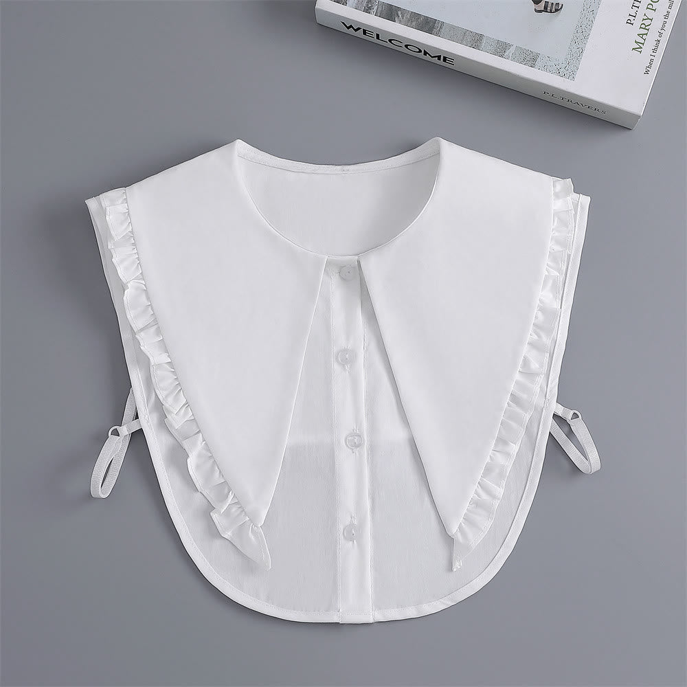 Chemisier demi-chemise amovible à gros revers et faux col