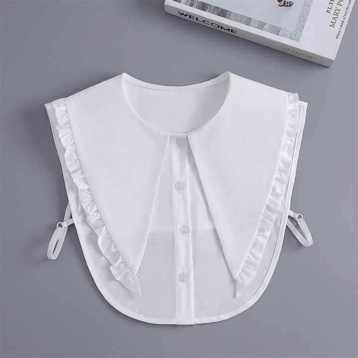 Chemisier demi-chemise amovible à gros revers et faux col