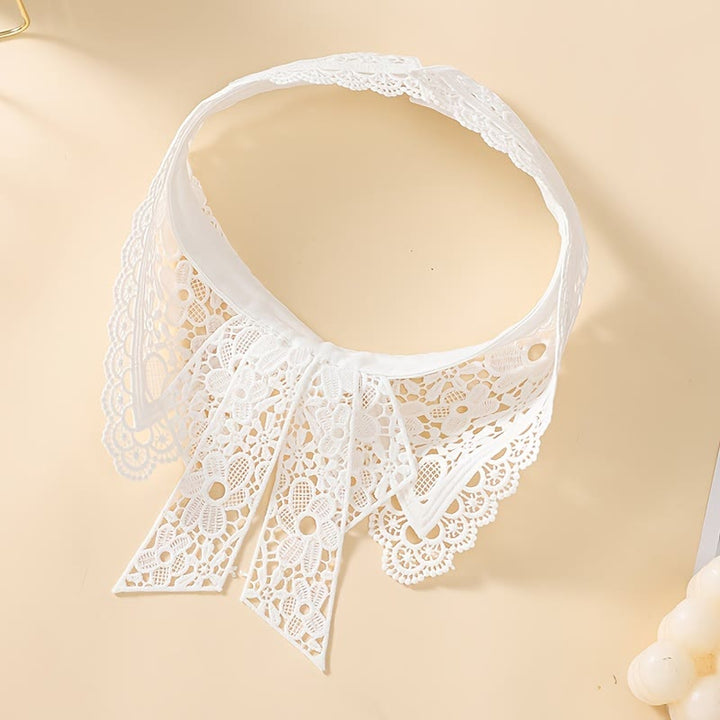 Chemisier demi-chemise amovible en dentelle florale à faux col