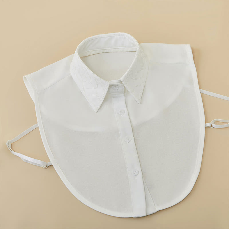 Chemisier demi-chemise amovible à faux col et broderie florale