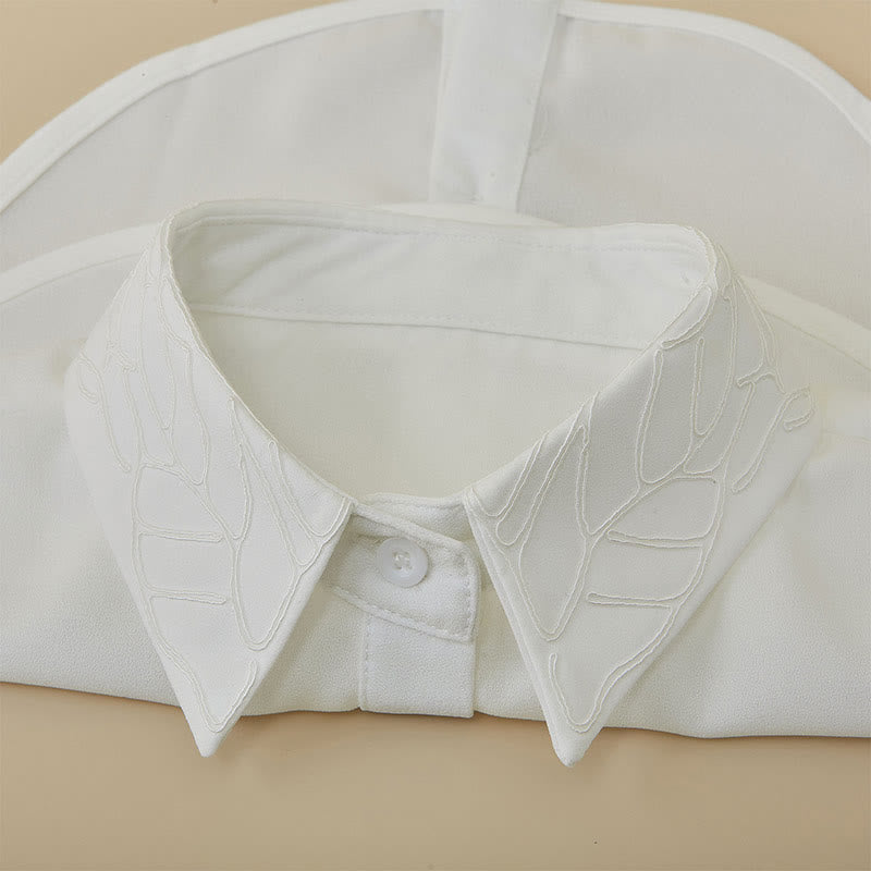 Chemisier demi-chemise amovible à faux col et broderie florale
