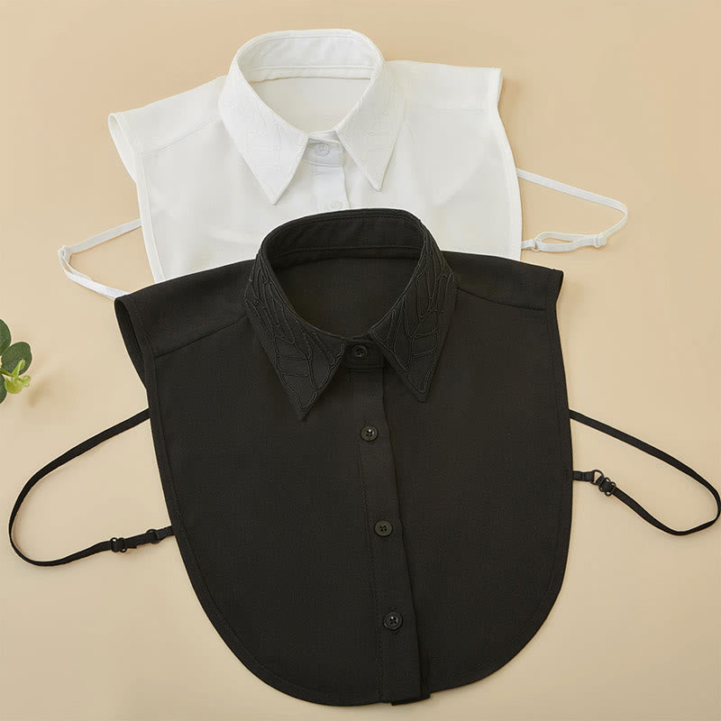 Chemisier demi-chemise amovible à faux col et broderie florale