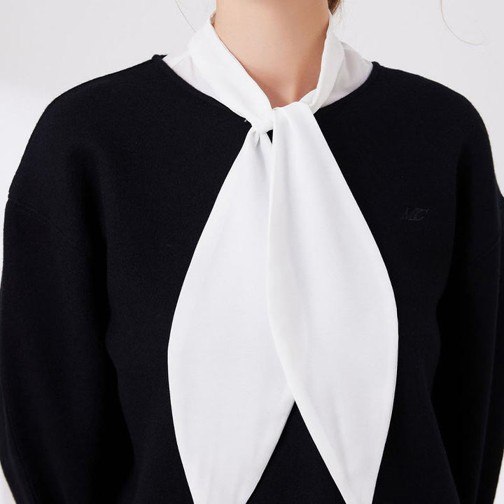 Chemisier demi-chemise amovible à grand col de lapin