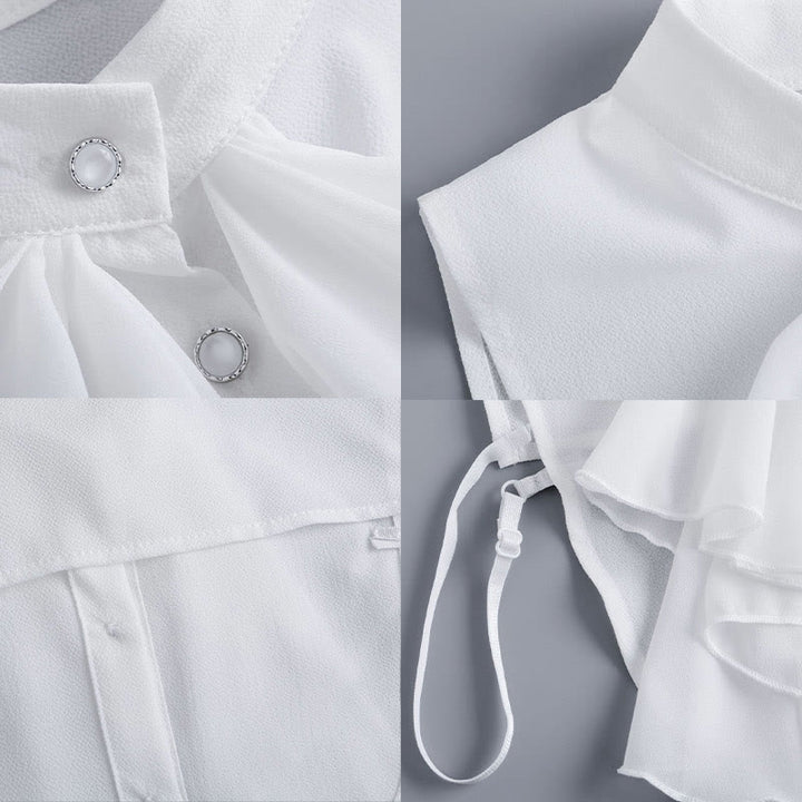 Accessoire de chemise demi-amovible à col factice avec nœud papillon à volants