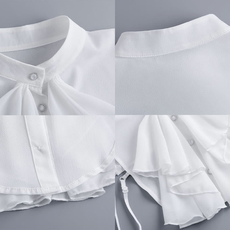 Accessoire de chemise demi-amovible à col factice avec nœud papillon à volants