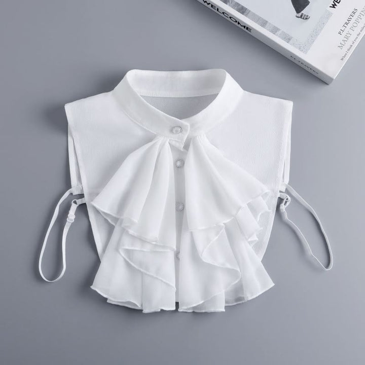 Accessoire de chemise demi-amovible à col factice avec nœud papillon à volants
