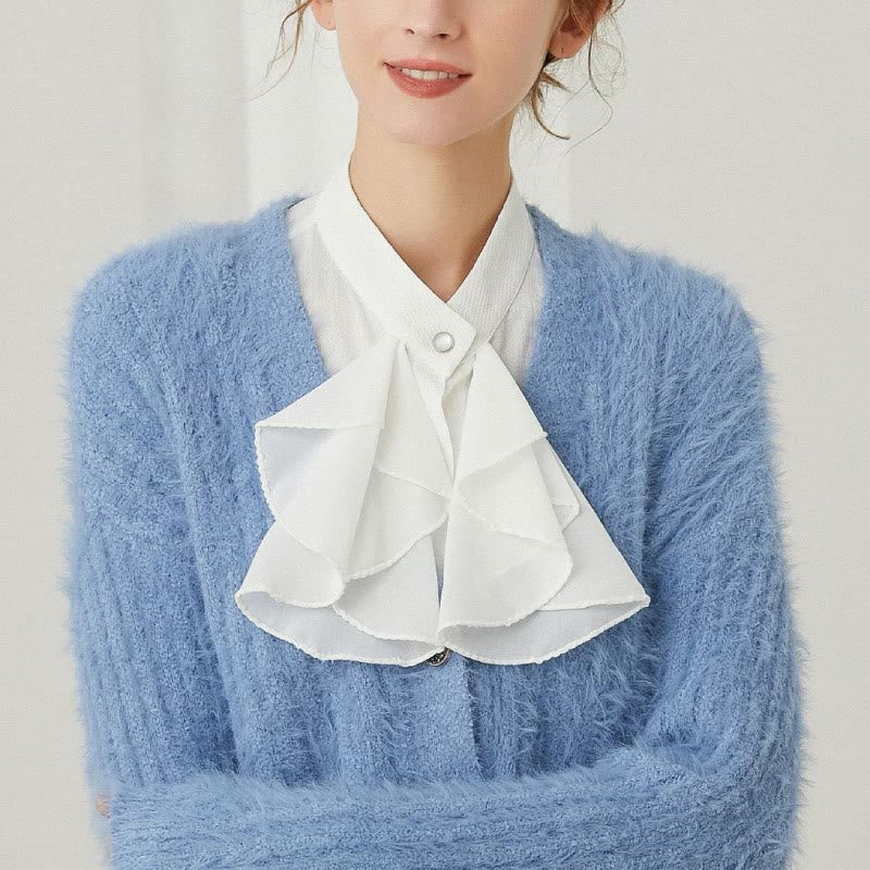 Accessoire de chemise demi-amovible à col factice avec nœud papillon à volants