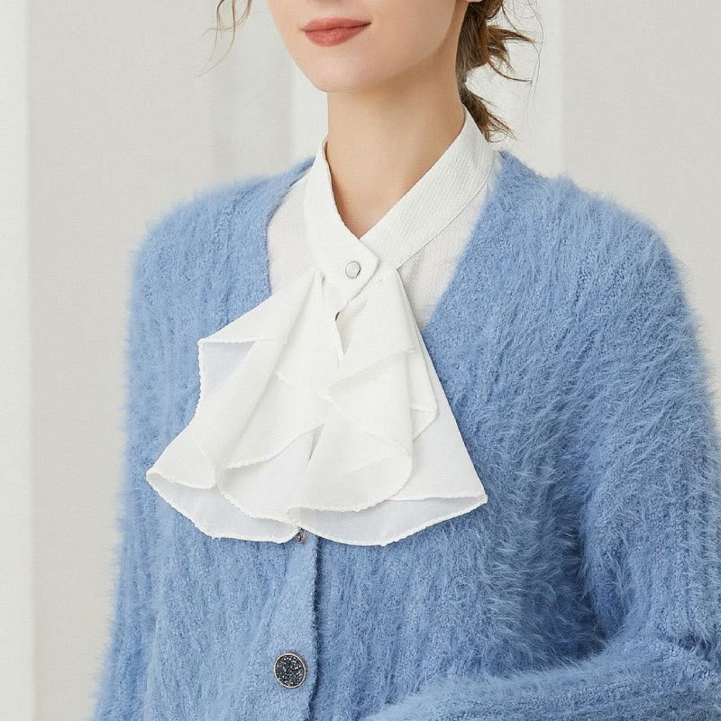 Accessoire de chemise demi-amovible à col factice avec nœud papillon à volants