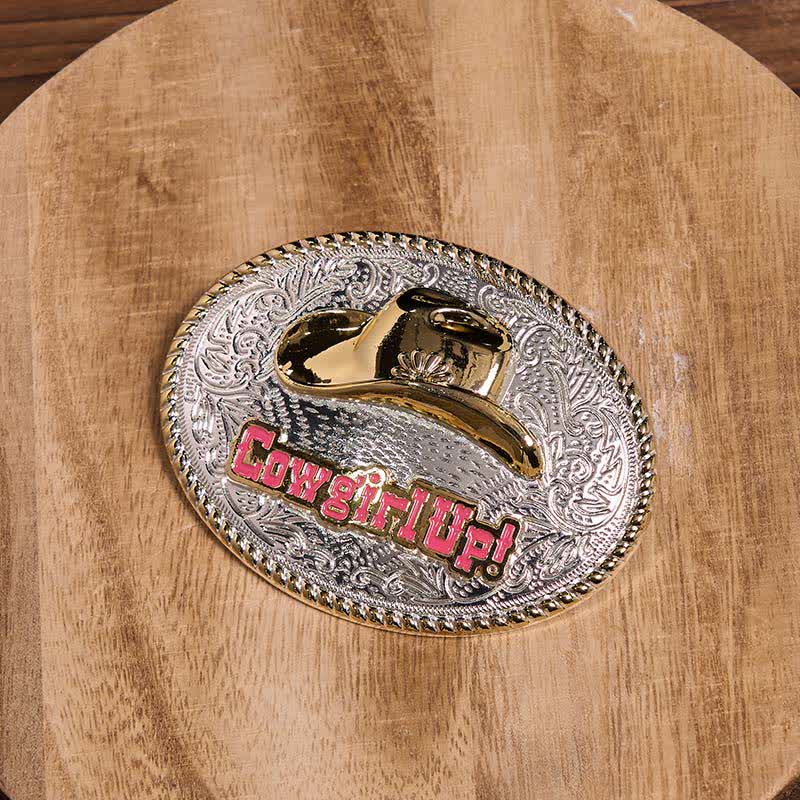 Ceinture en cuir avec boucle de chapeau western en or et argent à faire soi-même