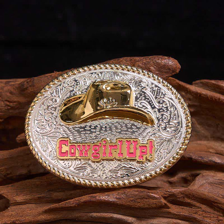 Ceinture en cuir avec boucle de chapeau western en or et argent à faire soi-même