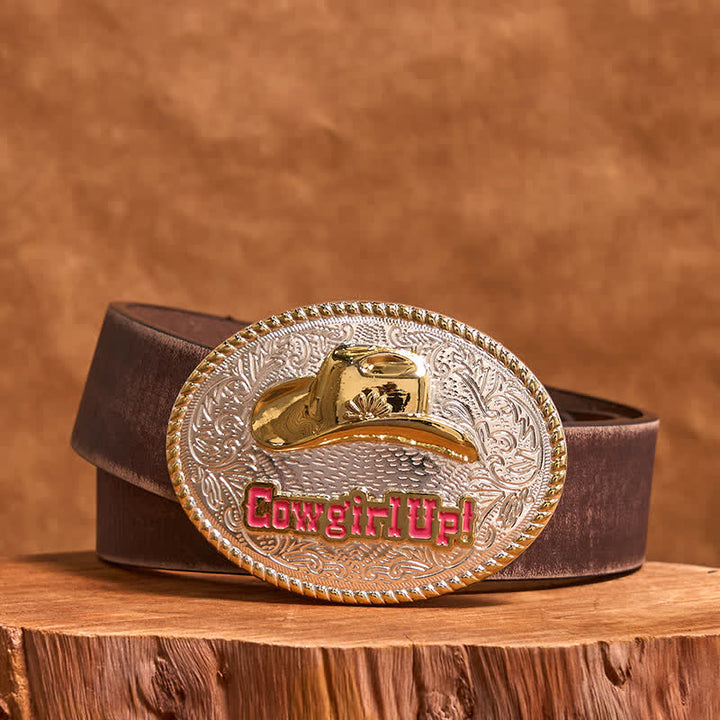 Ceinture en cuir avec boucle de chapeau western en or et argent à faire soi-même