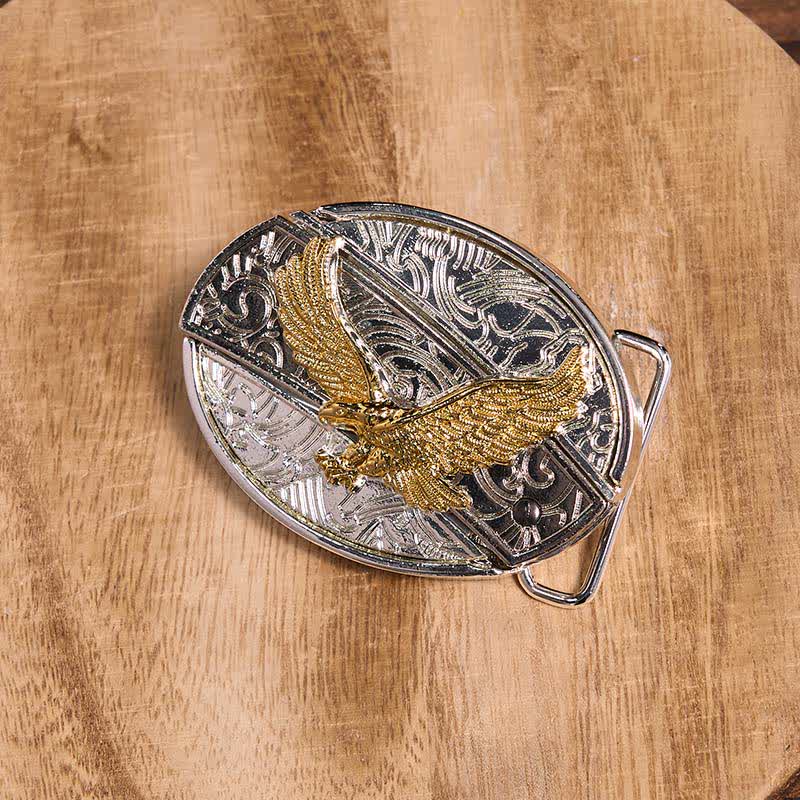 Ceinture en cuir pour homme avec couteau pliant caché en forme d'aigle doré et argenté - image 2