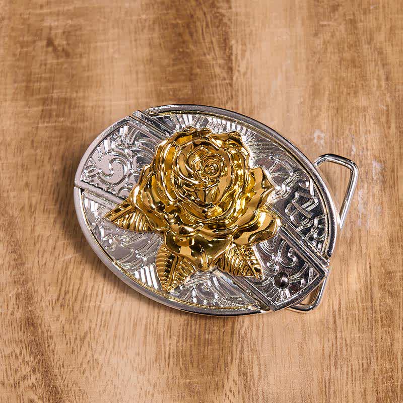 Ceinture en cuir pour homme avec couteau pliant caché et rose dorée et argentée - image 2