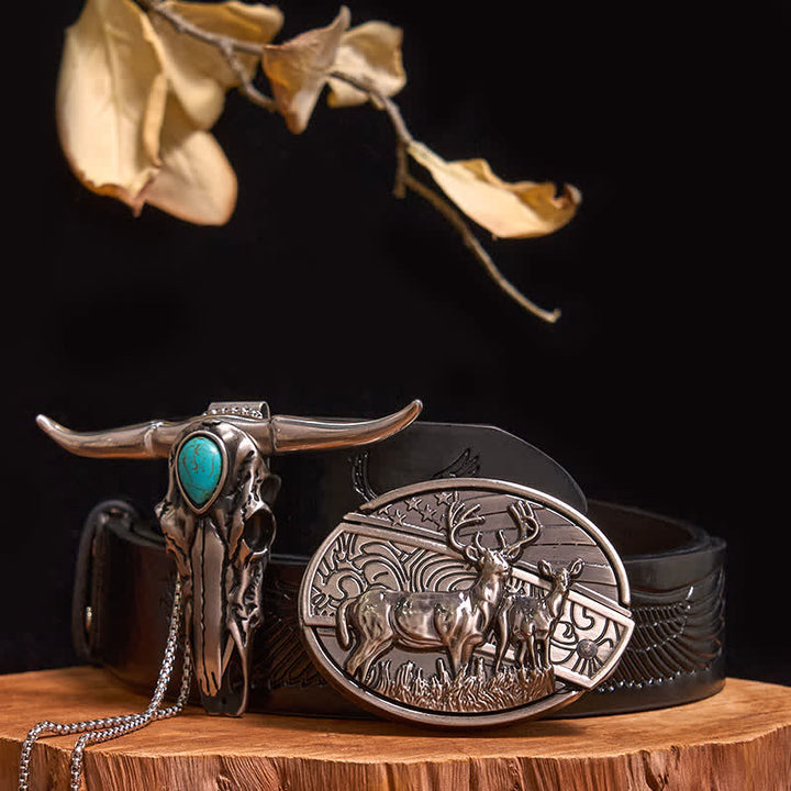 Ensemble pratique de pendentifs en forme de taureau à longues cornes turquoise, avec boucle de couteau cachée, à faire soi-même