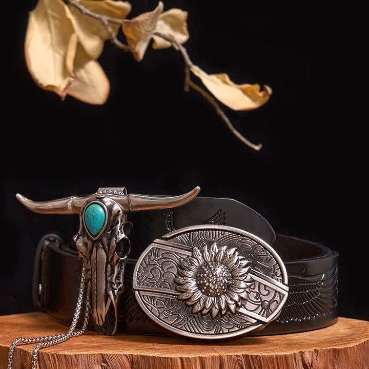 Ensemble pratique de pendentifs en forme de taureau à longues cornes turquoise, avec boucle de couteau cachée, à faire soi-même