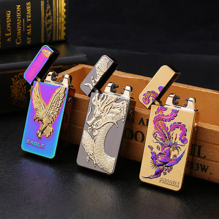 Briquet électronique rechargeable USB sans flamme à double arc Dragon