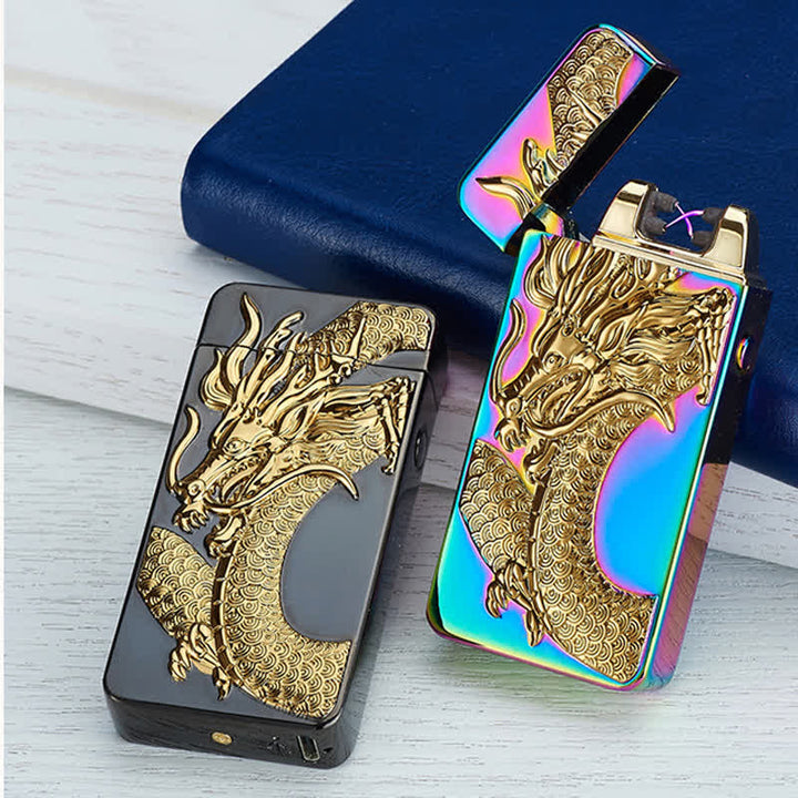 Briquet électronique rechargeable USB sans flamme à double arc Dragon